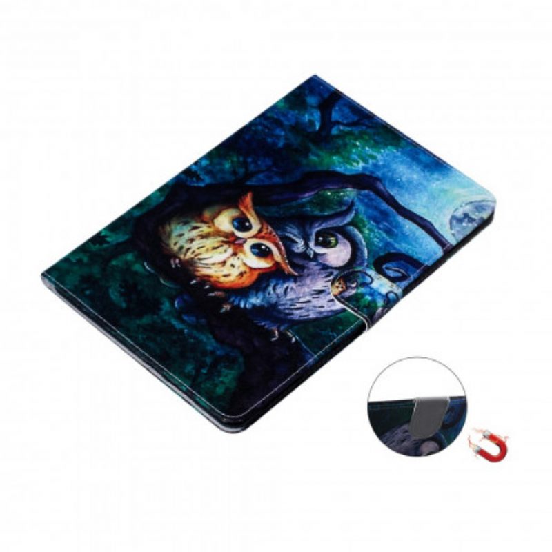 Custodia in pelle Samsung Galaxy Tab A7 (2020) Pittura Gufi