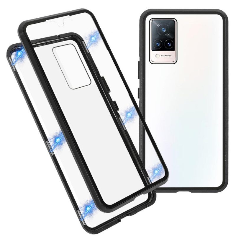 Cover Vivo V21 5G Due Lati In Vetro Temperato Magnetico E Metallo