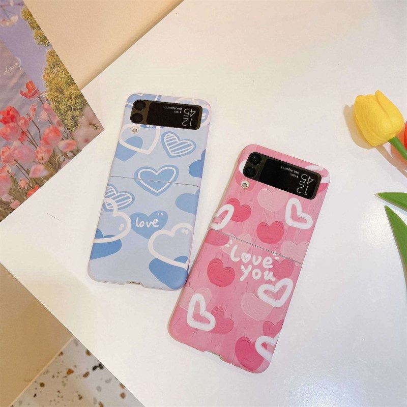 Folio Cover Samsung Galaxy Z Flip 4 Custodia in pelle Amo I Fiori