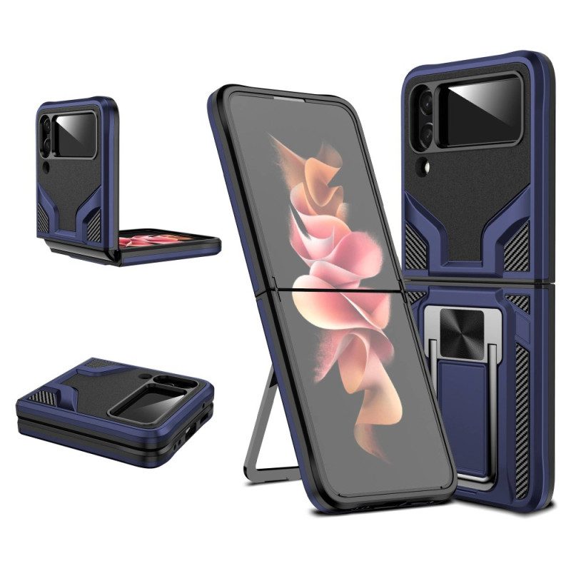 Folio Cover Samsung Galaxy Z Flip 4 Custodia in pelle Anello-supporto