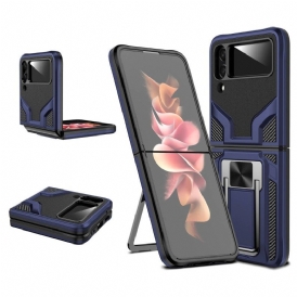 Folio Cover Samsung Galaxy Z Flip 4 Custodia in pelle Anello-supporto