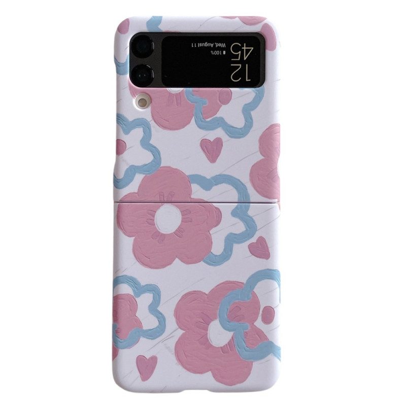 Folio Cover Samsung Galaxy Z Flip 4 Custodia in pelle Bei Fiori