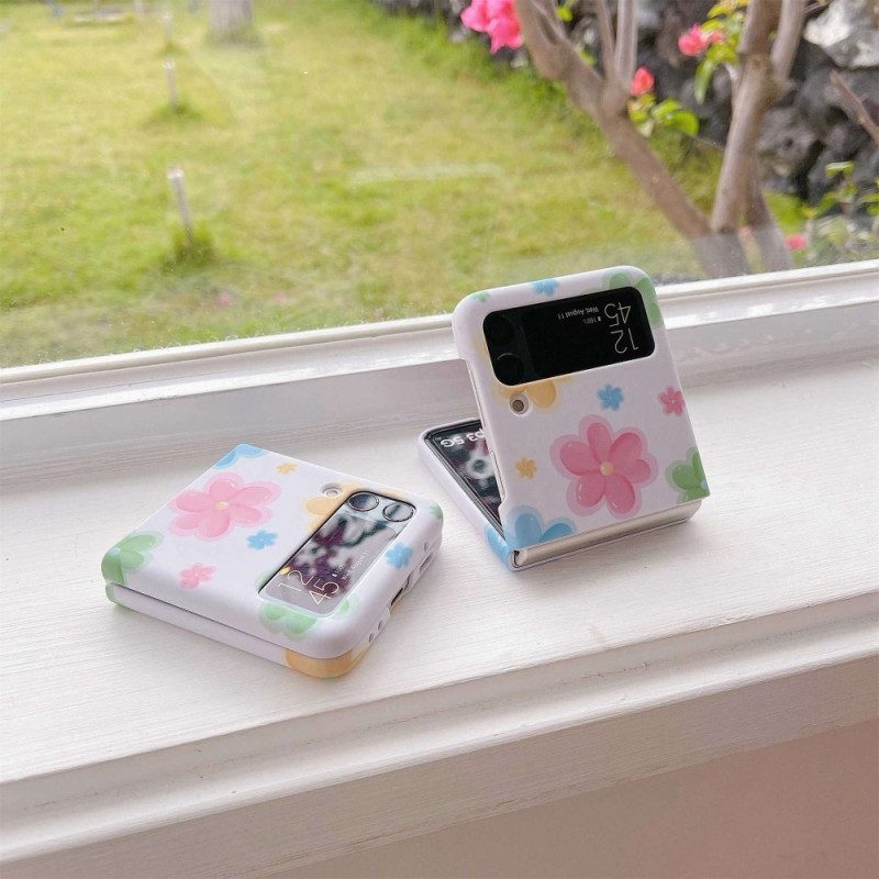 Folio Cover Samsung Galaxy Z Flip 4 Custodia in pelle Bei Fiori