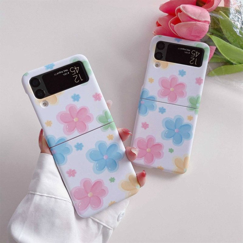 Folio Cover Samsung Galaxy Z Flip 4 Custodia in pelle Bei Fiori