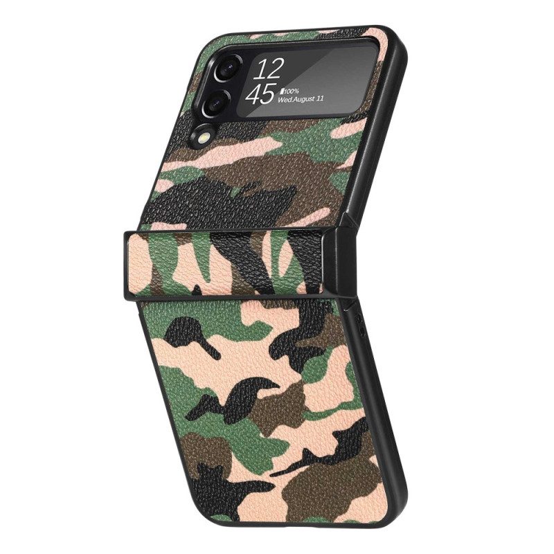 Folio Cover Samsung Galaxy Z Flip 4 Custodia in pelle Camuffamento Militare