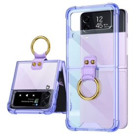 Folio Cover Samsung Galaxy Z Flip 4 Custodia in pelle Colorato Con Anello Gkk