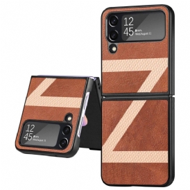 Folio Cover Samsung Galaxy Z Flip 4 Custodia in pelle Design Z In Pelle Stile
