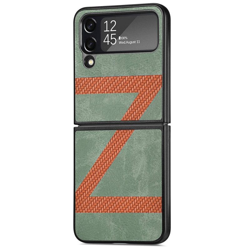 Folio Cover Samsung Galaxy Z Flip 4 Custodia in pelle Design Z In Pelle Stile