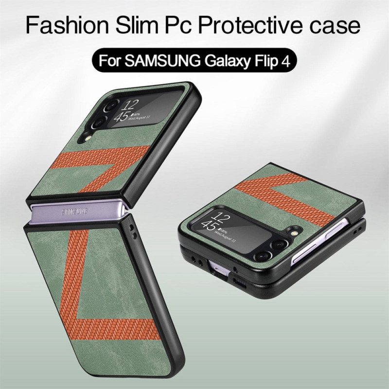 Folio Cover Samsung Galaxy Z Flip 4 Custodia in pelle Design Z In Pelle Stile