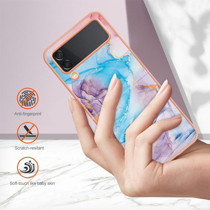 Folio Cover Samsung Galaxy Z Flip 4 Custodia in pelle Disegno In Marmo