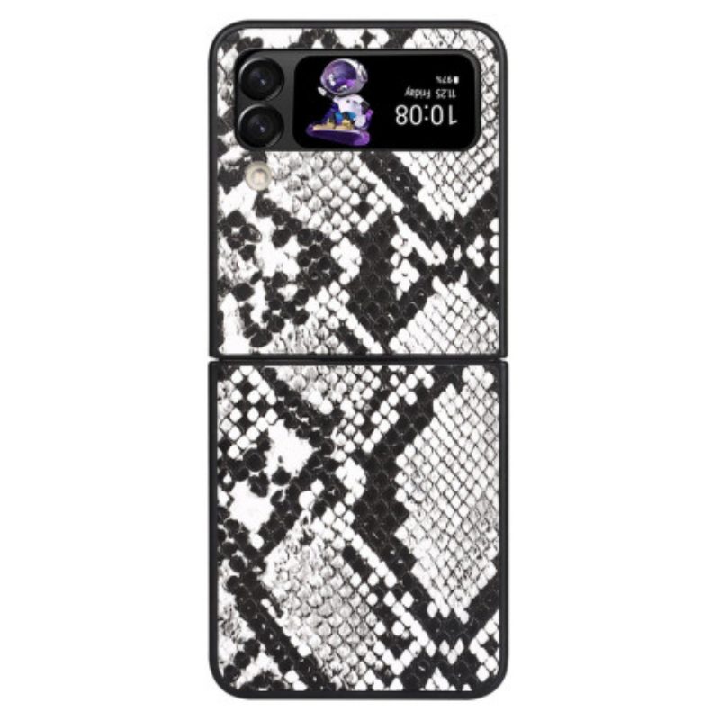 Folio Cover Samsung Galaxy Z Flip 4 Custodia in pelle Effetto Pelle Di Serpente