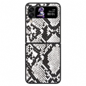 Folio Cover Samsung Galaxy Z Flip 4 Custodia in pelle Effetto Pelle Di Serpente