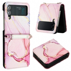 Folio Cover Samsung Galaxy Z Flip 4 Custodia in pelle Effetto Pelle Marmo