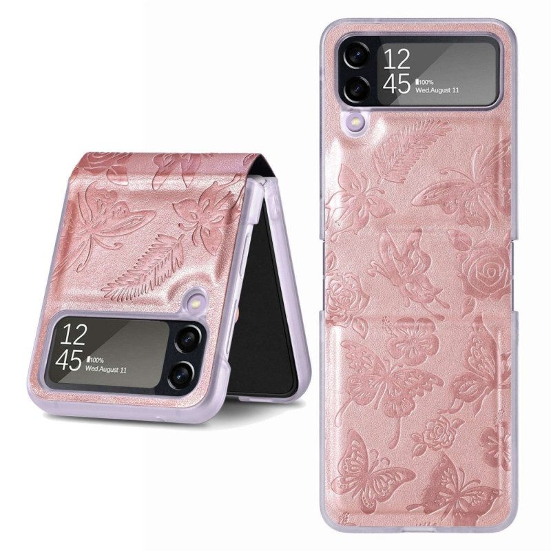 Folio Cover Samsung Galaxy Z Flip 4 Custodia in pelle Falena Di Notte