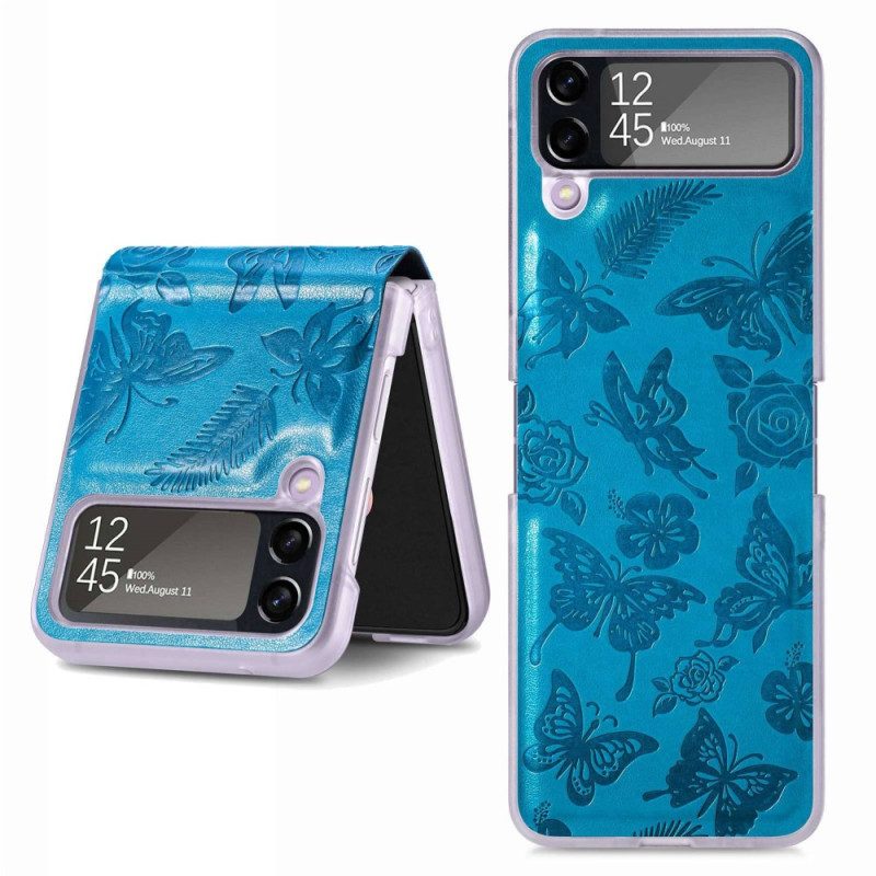 Folio Cover Samsung Galaxy Z Flip 4 Custodia in pelle Falena Di Notte