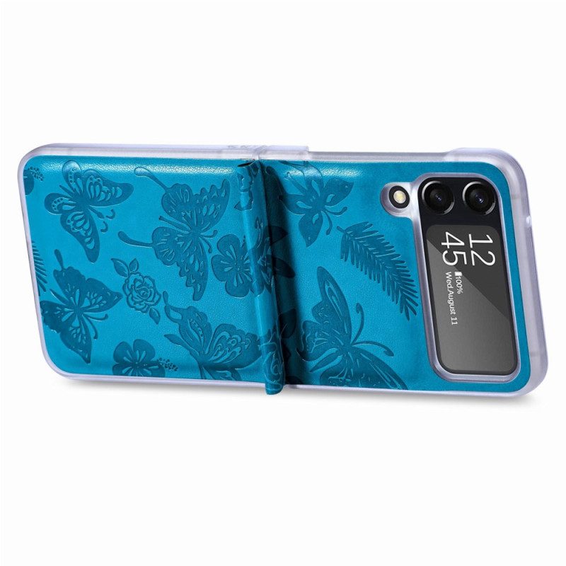 Folio Cover Samsung Galaxy Z Flip 4 Custodia in pelle Falena Di Notte