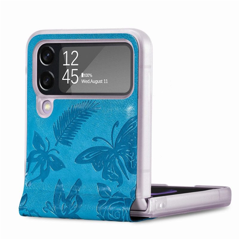 Folio Cover Samsung Galaxy Z Flip 4 Custodia in pelle Falena Di Notte