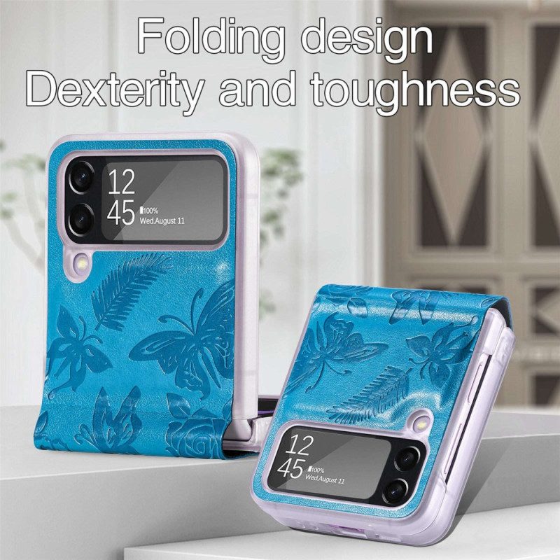 Folio Cover Samsung Galaxy Z Flip 4 Custodia in pelle Falena Di Notte