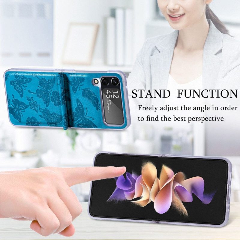 Folio Cover Samsung Galaxy Z Flip 4 Custodia in pelle Falena Di Notte