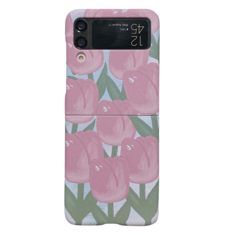 Folio Cover Samsung Galaxy Z Flip 4 Custodia in pelle Fiori