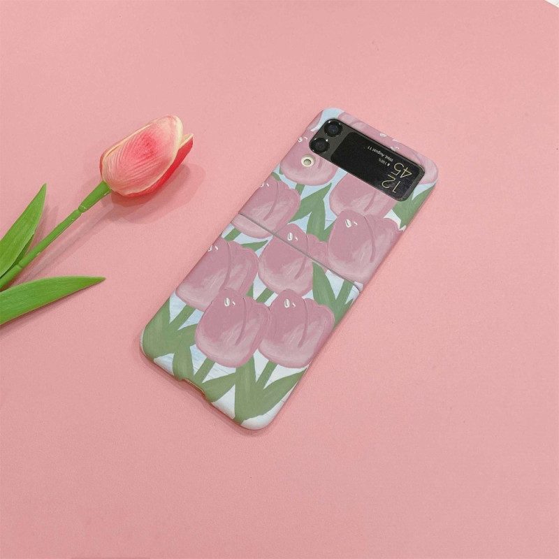 Folio Cover Samsung Galaxy Z Flip 4 Custodia in pelle Fiori