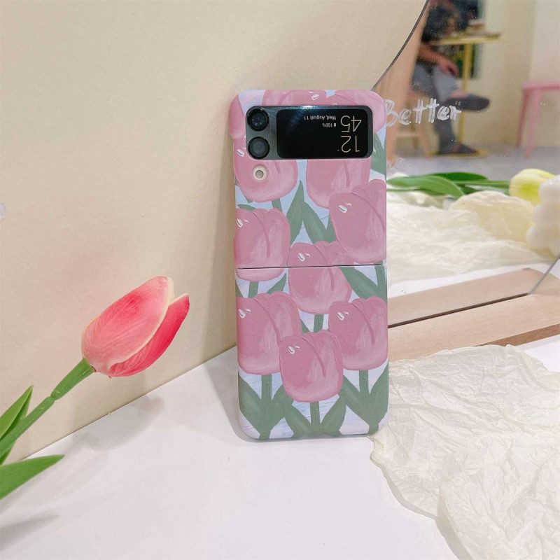 Folio Cover Samsung Galaxy Z Flip 4 Custodia in pelle Fiori