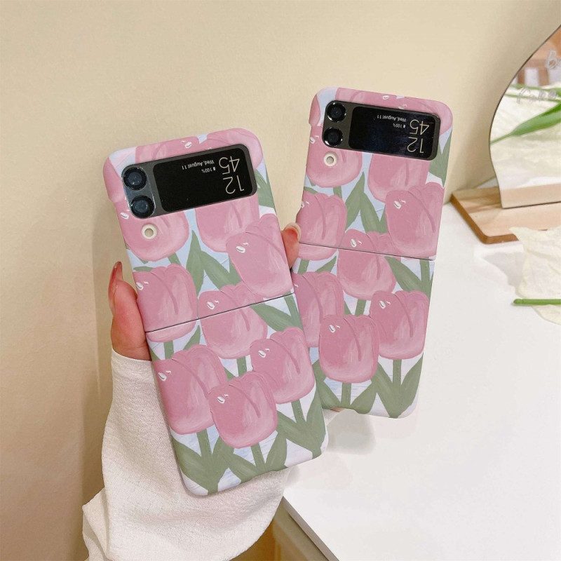 Folio Cover Samsung Galaxy Z Flip 4 Custodia in pelle Fiori