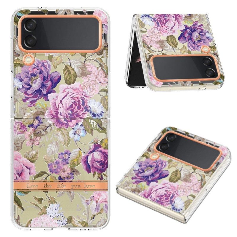 Folio Cover Samsung Galaxy Z Flip 4 Custodia in pelle Floreale