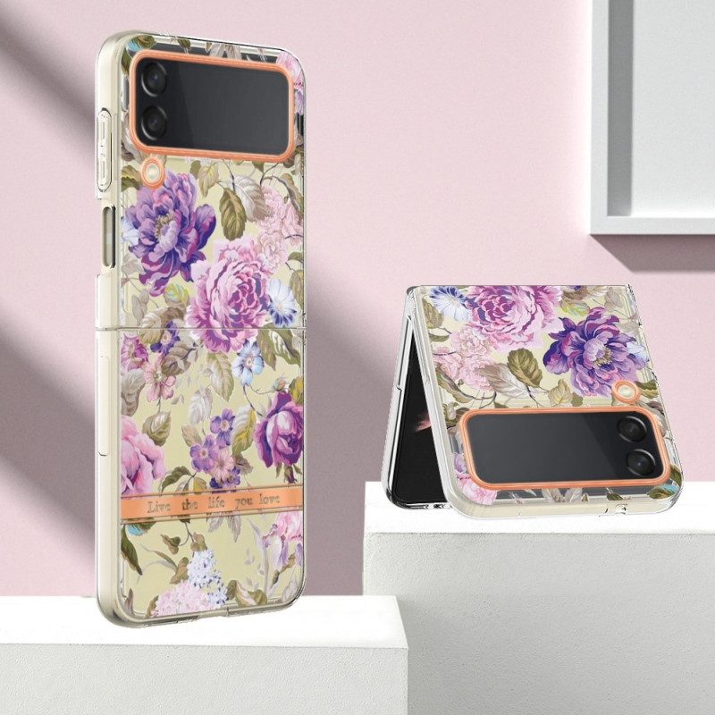 Folio Cover Samsung Galaxy Z Flip 4 Custodia in pelle Floreale