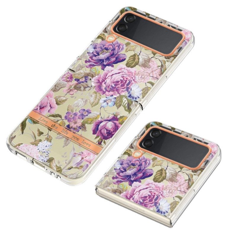 Folio Cover Samsung Galaxy Z Flip 4 Custodia in pelle Floreale