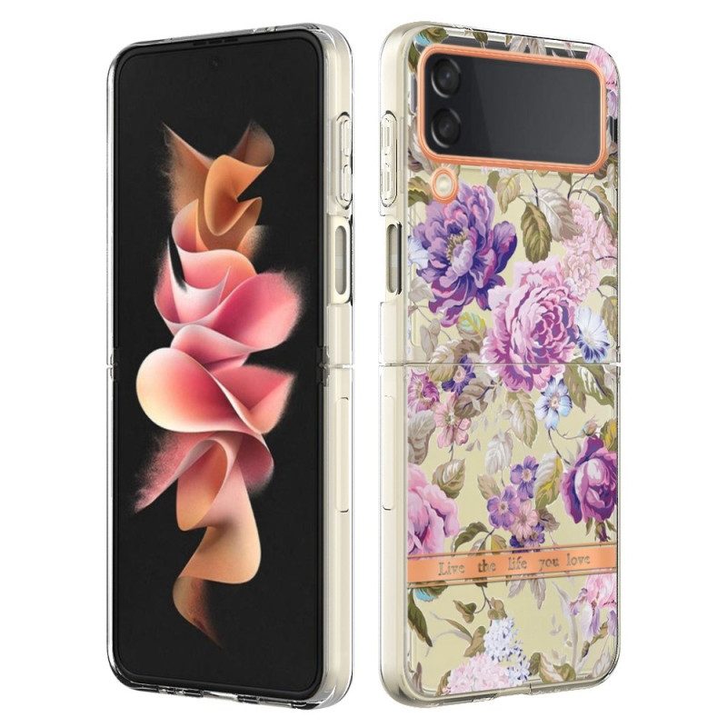 Folio Cover Samsung Galaxy Z Flip 4 Custodia in pelle Floreale