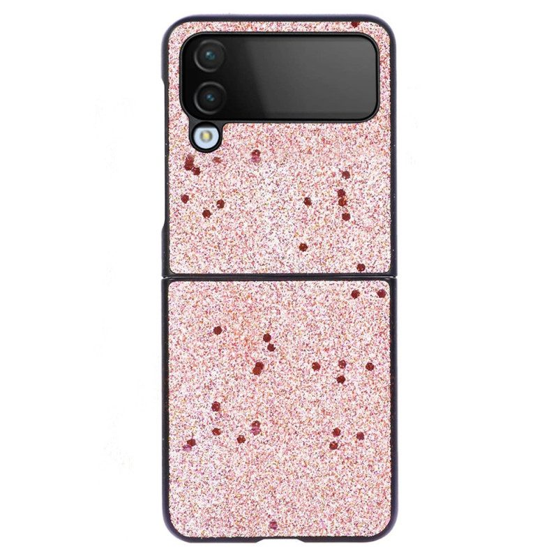 Folio Cover Samsung Galaxy Z Flip 4 Custodia in pelle Pelle Glitterata