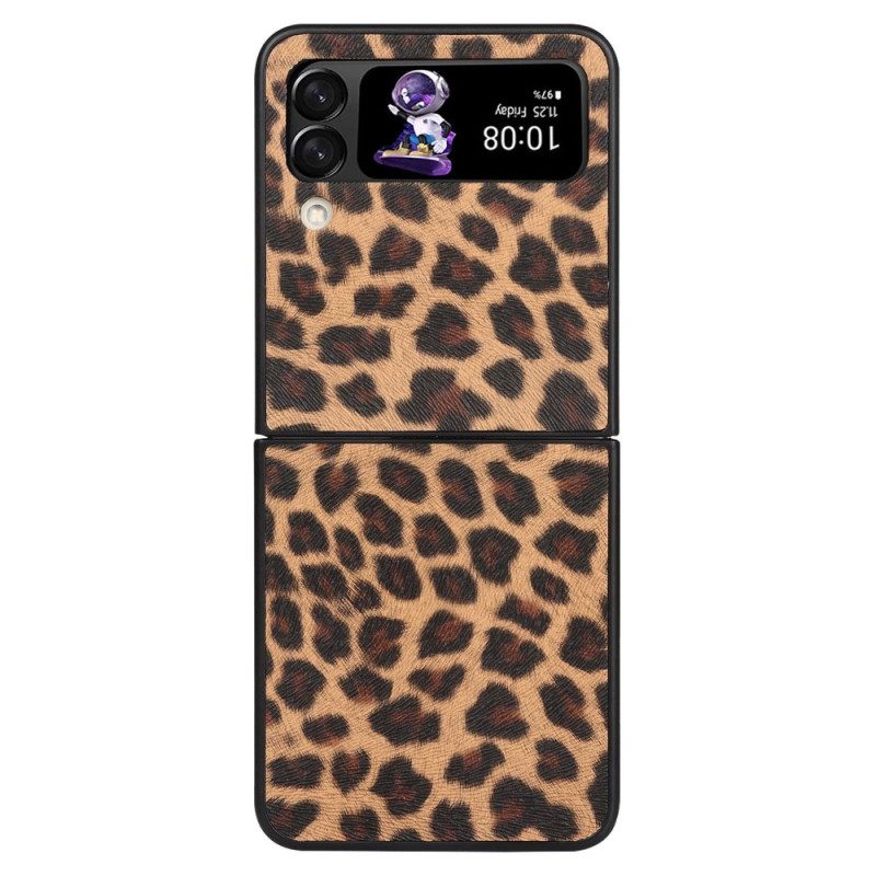 Folio Cover Samsung Galaxy Z Flip 4 Custodia in pelle Leopardo