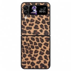 Folio Cover Samsung Galaxy Z Flip 4 Custodia in pelle Leopardo