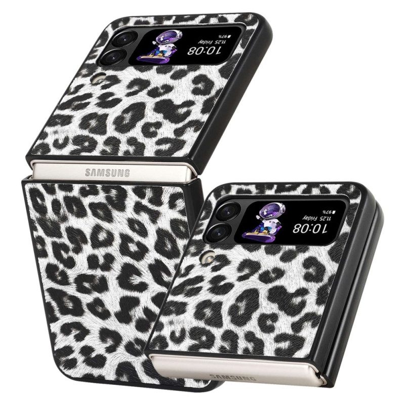 Folio Cover Samsung Galaxy Z Flip 4 Custodia in pelle Leopardo