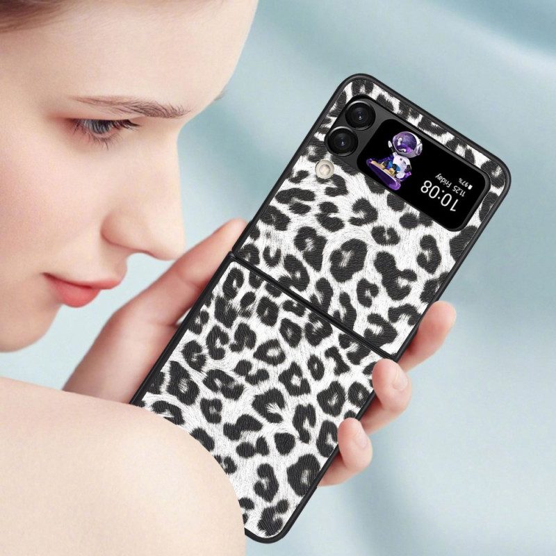 Folio Cover Samsung Galaxy Z Flip 4 Custodia in pelle Leopardo