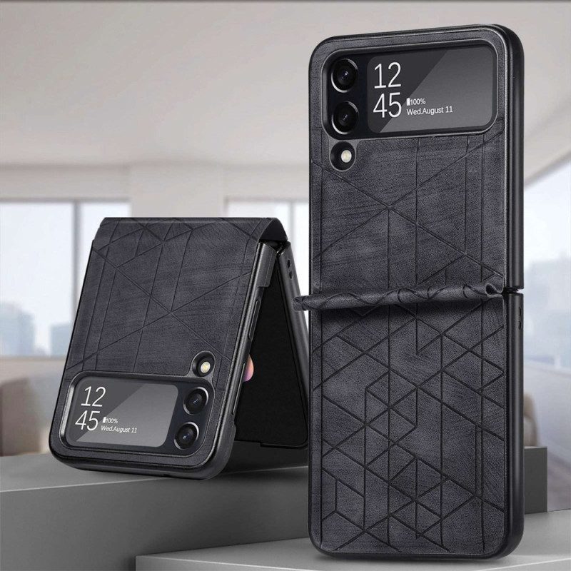 Folio Cover Samsung Galaxy Z Flip 4 Custodia in pelle Linee Geometriche