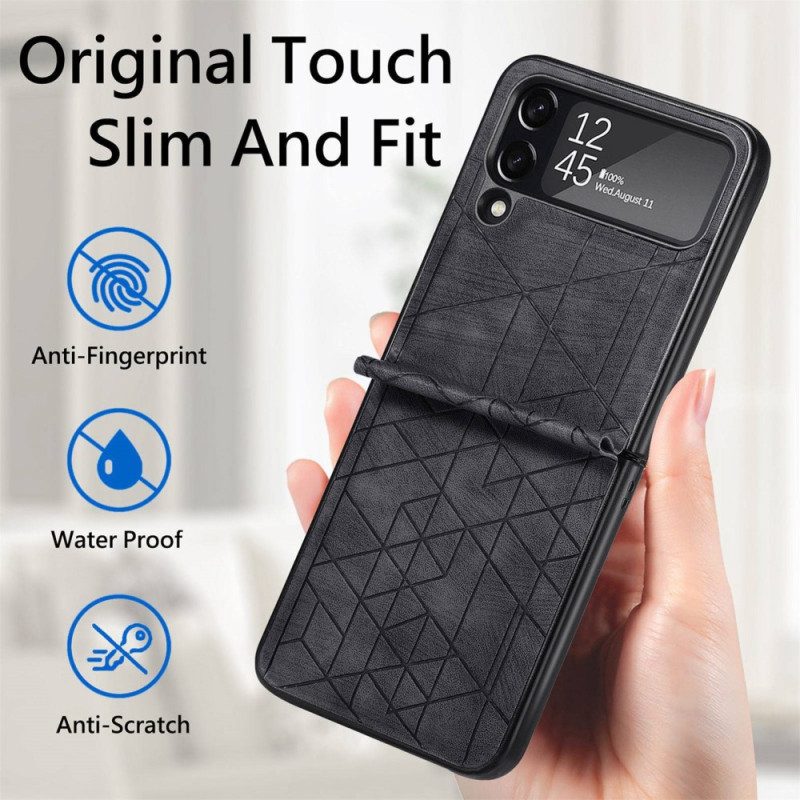 Folio Cover Samsung Galaxy Z Flip 4 Custodia in pelle Linee Geometriche