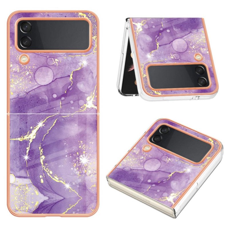 Folio Cover Samsung Galaxy Z Flip 4 Custodia in pelle Marmo Colorato