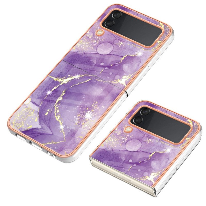 Folio Cover Samsung Galaxy Z Flip 4 Custodia in pelle Marmo Colorato