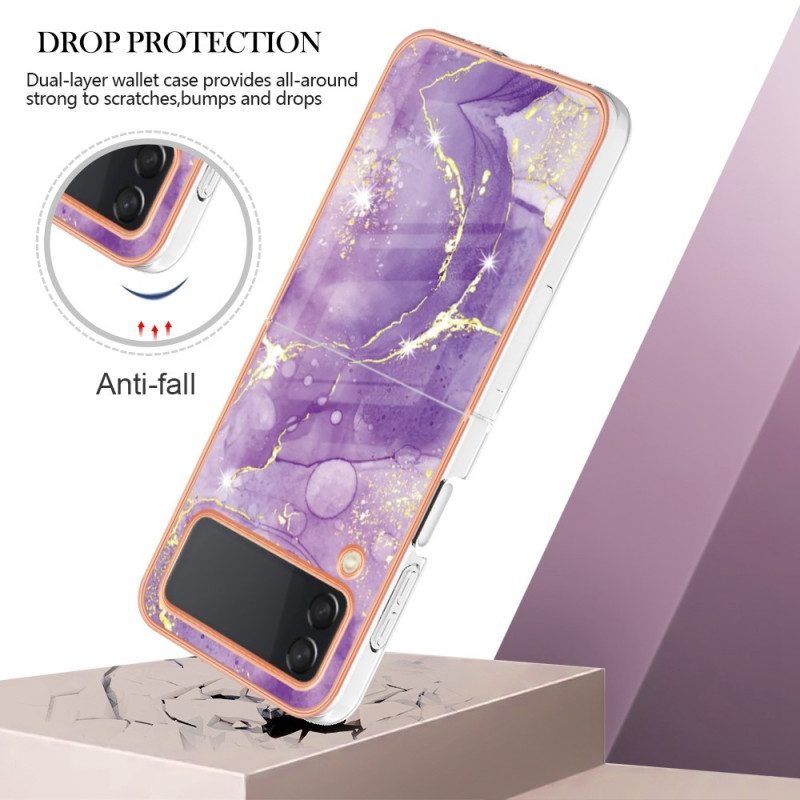 Folio Cover Samsung Galaxy Z Flip 4 Custodia in pelle Marmo Colorato