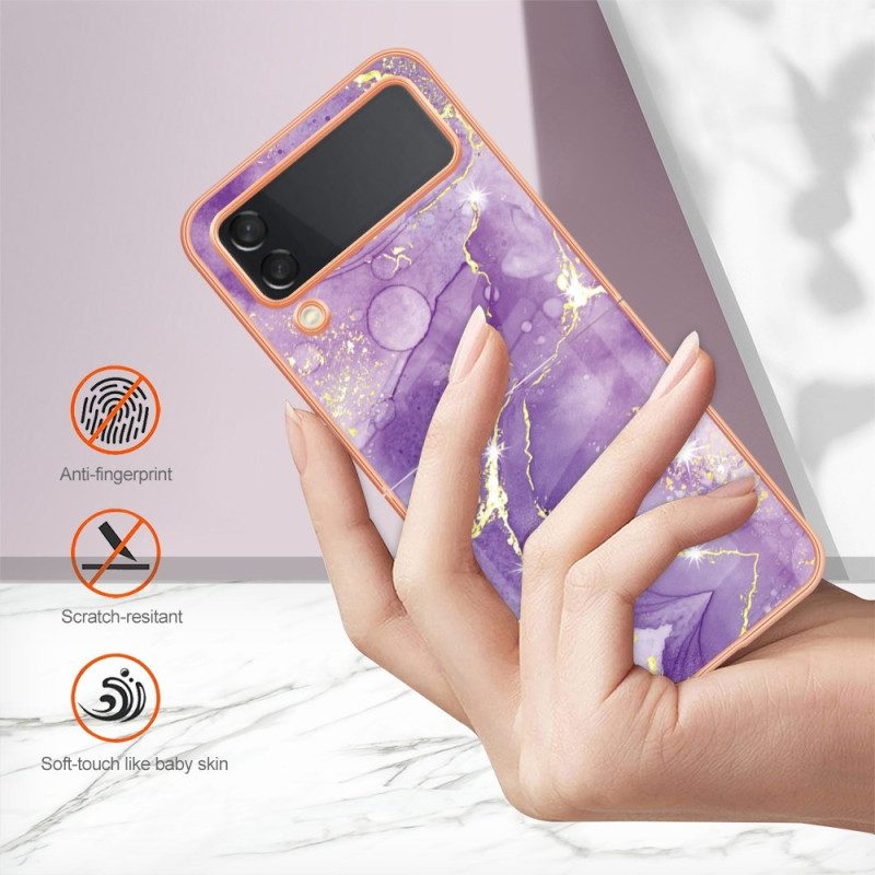 Folio Cover Samsung Galaxy Z Flip 4 Custodia in pelle Marmo Colorato