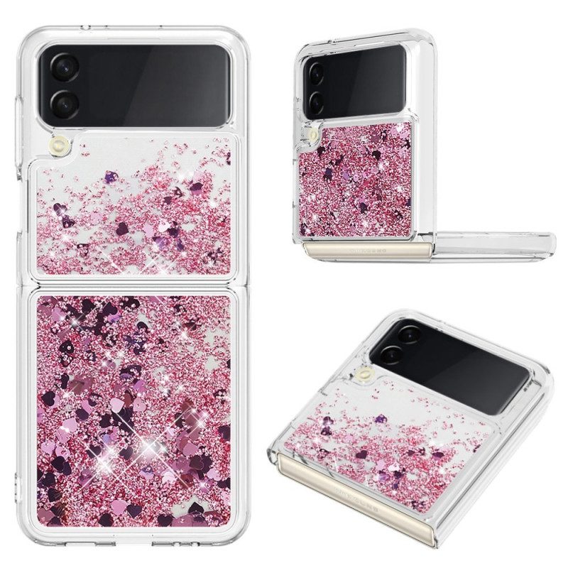 Folio Cover Samsung Galaxy Z Flip 4 Custodia in pelle Paillettes Colorate