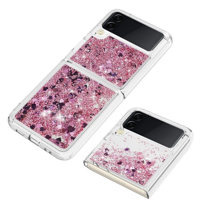 Folio Cover Samsung Galaxy Z Flip 4 Custodia in pelle Paillettes Colorate