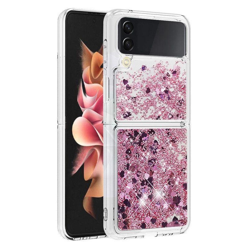 Folio Cover Samsung Galaxy Z Flip 4 Custodia in pelle Paillettes Colorate