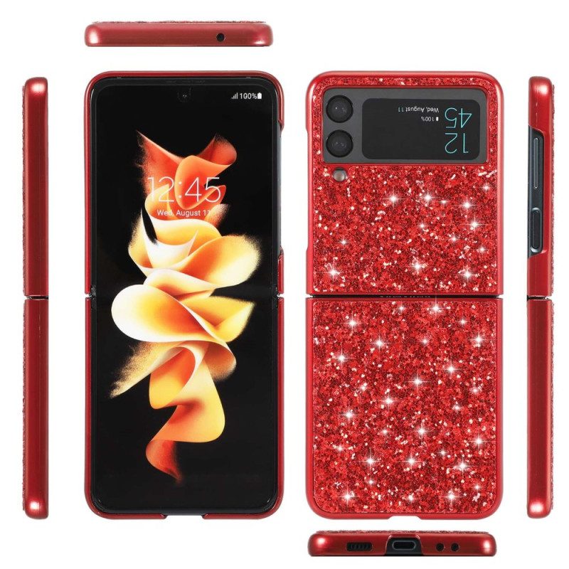 Folio Cover Samsung Galaxy Z Flip 4 Custodia in pelle Paillettes Premium