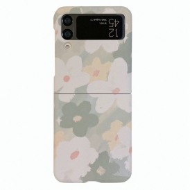 Folio Cover Samsung Galaxy Z Flip 4 Custodia in pelle Piccole Margherite