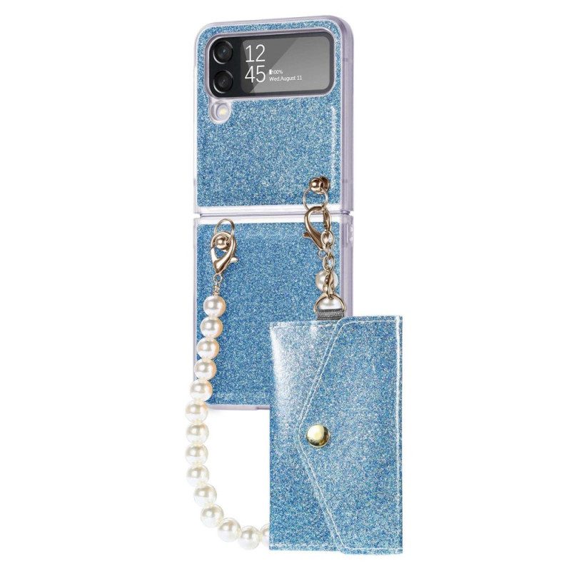 Folio Cover Samsung Galaxy Z Flip 4 Custodia in pelle Porta Carte Lucido