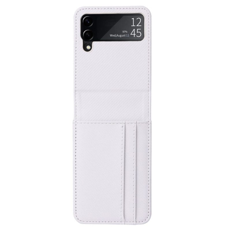 Folio Cover Samsung Galaxy Z Flip 4 Custodia in pelle Portacarte Retrò Effetto Pelle