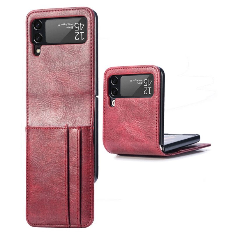 Folio Cover Samsung Galaxy Z Flip 4 Custodia in pelle Portacarte In Pelle Stile